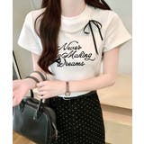 パールリボン付き半袖ロゴTシャツ チャーム付き クルーネック | Riff | 詳細画像14 