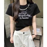 パールリボン付き半袖ロゴTシャツ チャーム付き クルーネック | Riff | 詳細画像5 