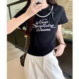 パールリボン付き半袖ロゴTシャツ チャーム付き クルーネック | Riff | 詳細画像7 