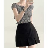 オフショルシャーリング半袖トップス パフスリーブ リボン | Riff | 詳細画像11 