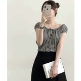 オフショルシャーリング半袖トップス パフスリーブ リボン | Riff | 詳細画像14 