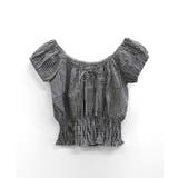 オフショルシャーリング半袖トップス パフスリーブ リボン | Riff | 詳細画像24 