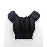 オフショルシャーリング半袖トップス パフスリーブ リボン | Riff | 詳細画像25 