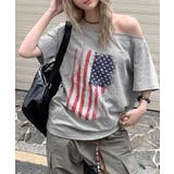 グレー | 星条旗Tシャツ プリントT ロゴ | Riff