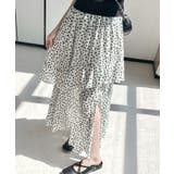 花柄サイドスリットフレアロングスカート ウエストゴム ティアードスカート | Riff | 詳細画像10 