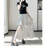 花柄サイドスリットフレアロングスカート ウエストゴム ティアードスカート | Riff | 詳細画像11 