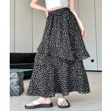 花柄サイドスリットフレアロングスカート ウエストゴム ティアードスカート | Riff | 詳細画像13 