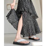 花柄サイドスリットフレアロングスカート ウエストゴム ティアードスカート | Riff | 詳細画像14 