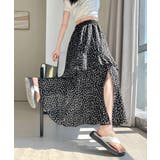 花柄サイドスリットフレアロングスカート ウエストゴム ティアードスカート | Riff | 詳細画像18 