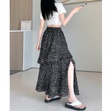 花柄サイドスリットフレアロングスカート ウエストゴム ティアードスカート | Riff | 詳細画像21 