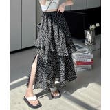 花柄サイドスリットフレアロングスカート ウエストゴム ティアードスカート | Riff | 詳細画像22 