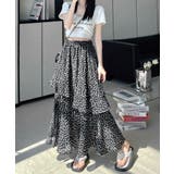 花柄サイドスリットフレアロングスカート ウエストゴム ティアードスカート | Riff | 詳細画像23 