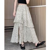 花柄サイドスリットフレアロングスカート ウエストゴム ティアードスカート | Riff | 詳細画像3 