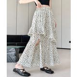 花柄サイドスリットフレアロングスカート ウエストゴム ティアードスカート | Riff | 詳細画像5 