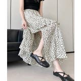 花柄サイドスリットフレアロングスカート ウエストゴム ティアードスカート | Riff | 詳細画像8 