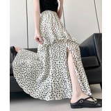 花柄サイドスリットフレアロングスカート ウエストゴム ティアードスカート | Riff | 詳細画像9 