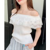 オフショルレースフリルトップス 2WAY フレンチスリーブ | Riff | 詳細画像12 