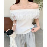 オフショルレースフリルトップス 2WAY フレンチスリーブ | Riff | 詳細画像4 