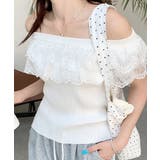 オフショルレースフリルトップス 2WAY フレンチスリーブ | Riff | 詳細画像9 