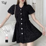 バックオープン花柄エンボスミニワンピース ウエスト見せ ジャガード | Riff | 詳細画像1 