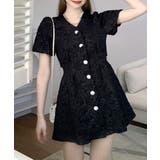 バックオープン花柄エンボスミニワンピース ウエスト見せ ジャガード | Riff | 詳細画像10 