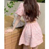 バックオープン花柄エンボスミニワンピース ウエスト見せ ジャガード | Riff | 詳細画像15 