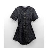 バックオープン花柄エンボスミニワンピース ウエスト見せ ジャガード | Riff | 詳細画像21 