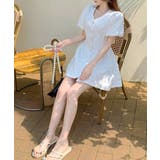 バックオープン花柄エンボスミニワンピース ウエスト見せ ジャガード | Riff | 詳細画像3 