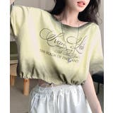 スプレー加工裾ドロストロゴプリントTシャツ ワンショル 英字プリント | Riff | 詳細画像10 