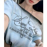 スプレー加工裾ドロストロゴプリントTシャツ ワンショル 英字プリント | Riff | 詳細画像15 