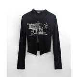 ネックベルトフロントジップ長袖トップス チョーカー プリント | Riff | 詳細画像16 