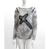 サイドシャーリングクロス柄長袖トップス 肩ベルト付き ロンT | Riff | 詳細画像17 