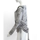 サイドシャーリングクロス柄長袖トップス 肩ベルト付き ロンT | Riff | 詳細画像18 