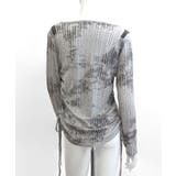 サイドシャーリングクロス柄長袖トップス 肩ベルト付き ロンT | Riff | 詳細画像19 