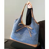 異素材切り替えトートバッグ リボン ハンドバッグ | Riff | 詳細画像7