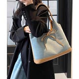 異素材切り替えトートバッグ リボン ハンドバッグ | Riff | 詳細画像9