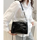 ブラック | フロントリボンショルダーバッグ チェーンバッグ クラッチバッグ | Riff