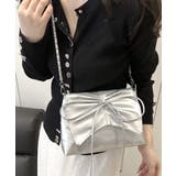 シルバー | フロントリボンショルダーバッグ チェーンバッグ クラッチバッグ | Riff