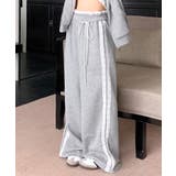 グレー | ウエストサイドレースワイドパンツ サイド刺繍 イージーパンツ | Riff