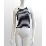 ホルターネックボーダーニットタンクトップ リブニット バイカラー | Riff | 詳細画像17 