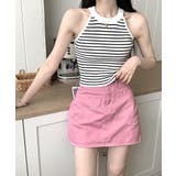 ホルターネックボーダーニットタンクトップ リブニット バイカラー | Riff | 詳細画像5 