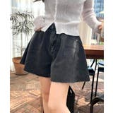 フレアデニムショートパンツ カットオフ 切りっぱなし | Riff | 詳細画像3 