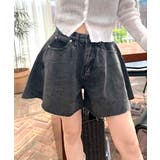 ブラック | フレアデニムショートパンツ カットオフ 切りっぱなし | Riff