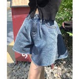 ブルー | フレアデニムショートパンツ カットオフ 切りっぱなし | Riff
