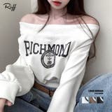 ロゴプリントオフショルトレーナー ショート丈 クロップド丈 | Riff | 詳細画像1