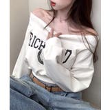 ロゴプリントオフショルトレーナー ショート丈 クロップド丈 | Riff | 詳細画像17