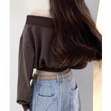 ロゴプリントオフショルトレーナー ショート丈 クロップド丈 | Riff | 詳細画像6