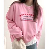 ピンク | ハートプリントスウェット トレーナー オーバーサイズ | Riff