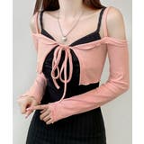 ピンク | オフショルカーディガン ショート丈 リボン | Riff