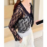 フリルレースカーディガン ショート丈 リボン | Riff | 詳細画像27 